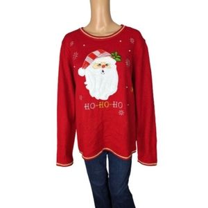 Holiday Time Ho-Ho-Ho- Santa Christmas Sweater XL
